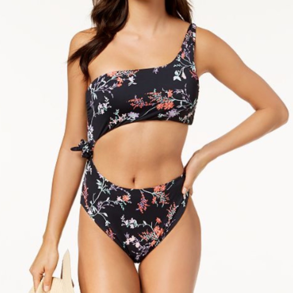 Bar III Reversible One-Shoulder Cutout One-Piece